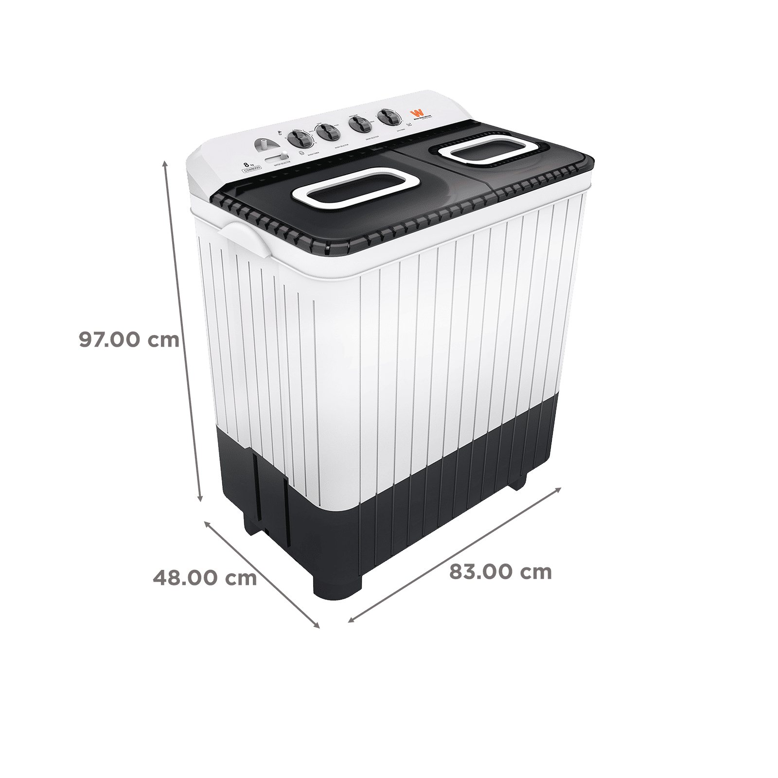 White Westinghouse 8 kg 5 Star Semi Automatic Washing Machine with 5 Wing Pulsator (CSW8000, White and Grey)_3