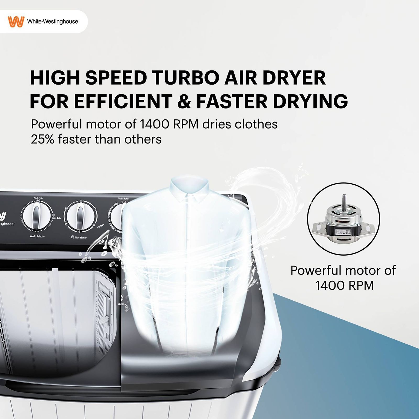 White Westinghouse 9.5 kg Semi Automatic Washing Machine with Robust Motor (CSW9500, Grey)_7