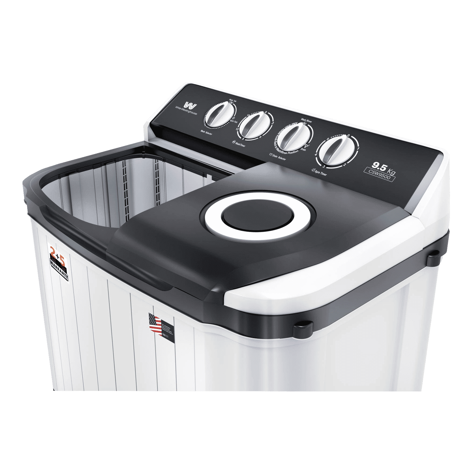 White Westinghouse 9.5 kg Semi Automatic Washing Machine with Robust Motor (CSW9500, Grey)_17