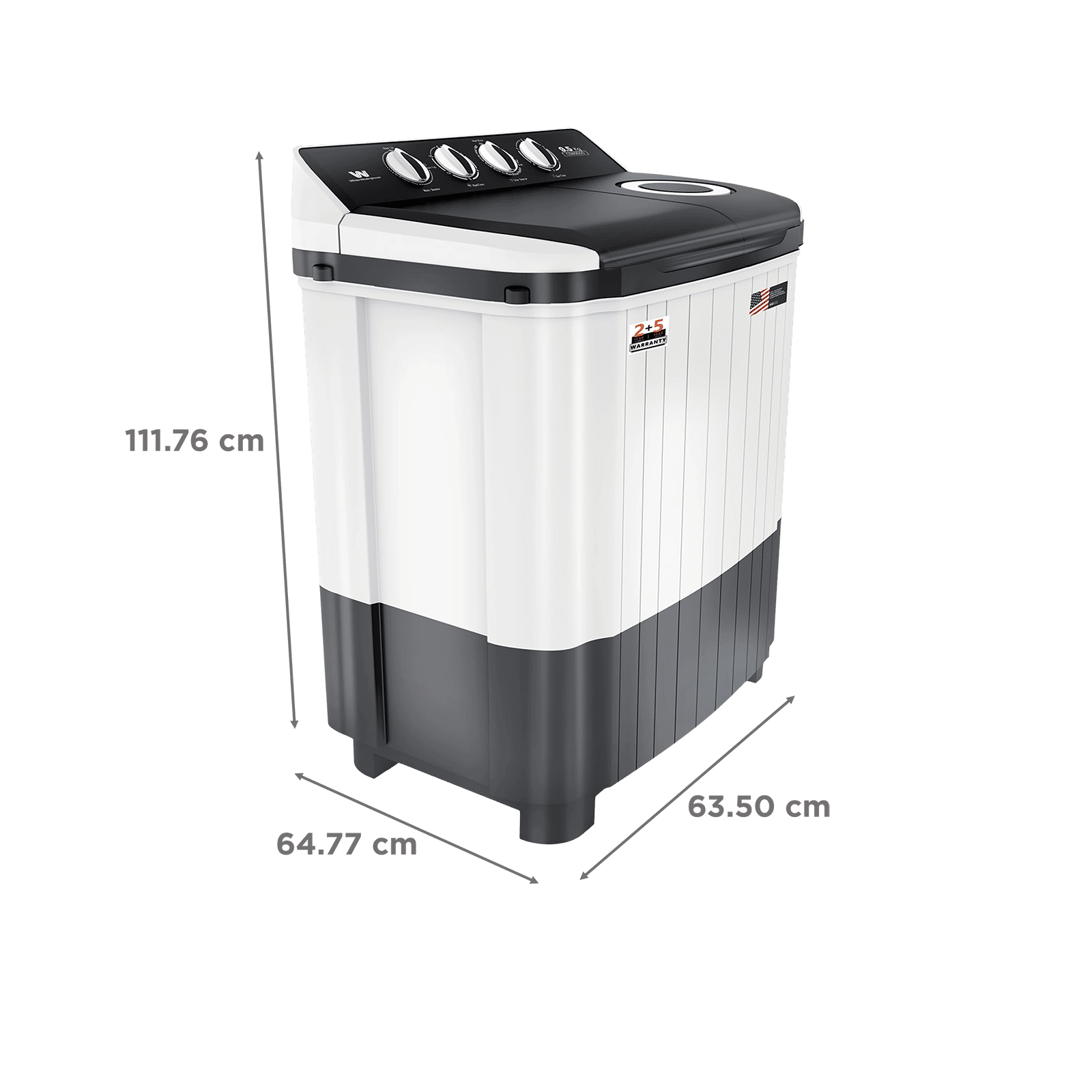 White Westinghouse 9.5 kg Semi Automatic Washing Machine with Robust Motor (CSW9500, Grey)_3