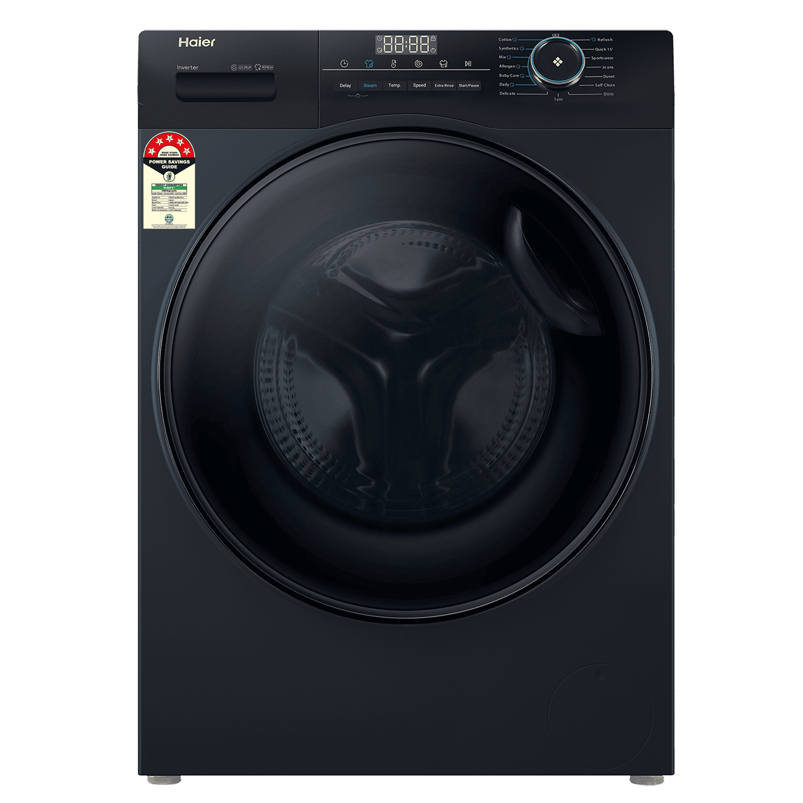 Haier 8 kg 5 Star Inverter Fully Automatic Front Load Washing Machine (HW80-IM12929CBK, Anti Bacterial Technology, Black)_1