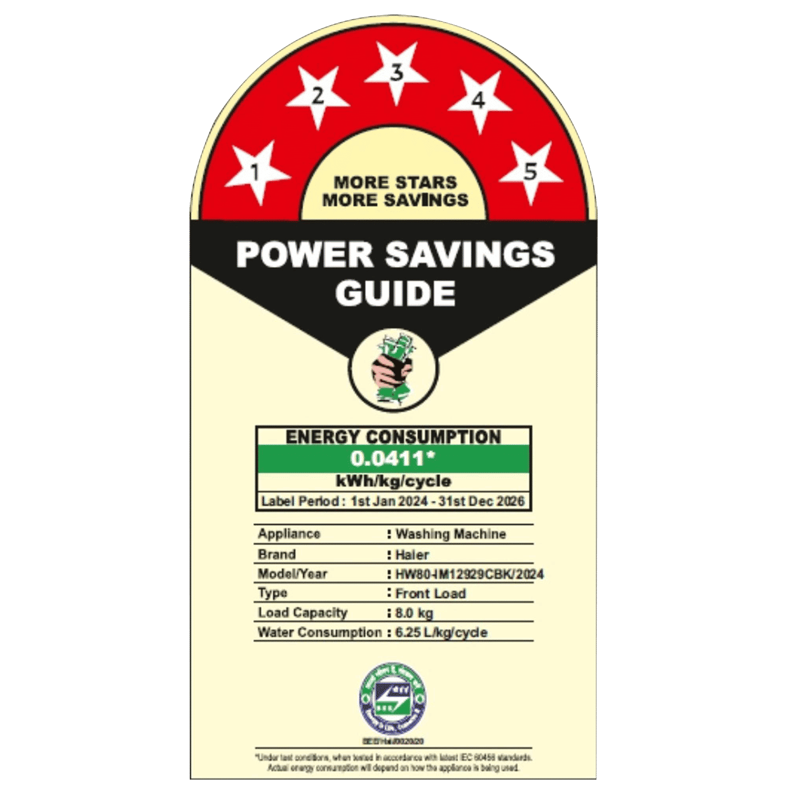 Haier 8 kg 5 Star Inverter Fully Automatic Front Load Washing Machine (HW80-IM12929CBK, Anti Bacterial Technology, Black)_9