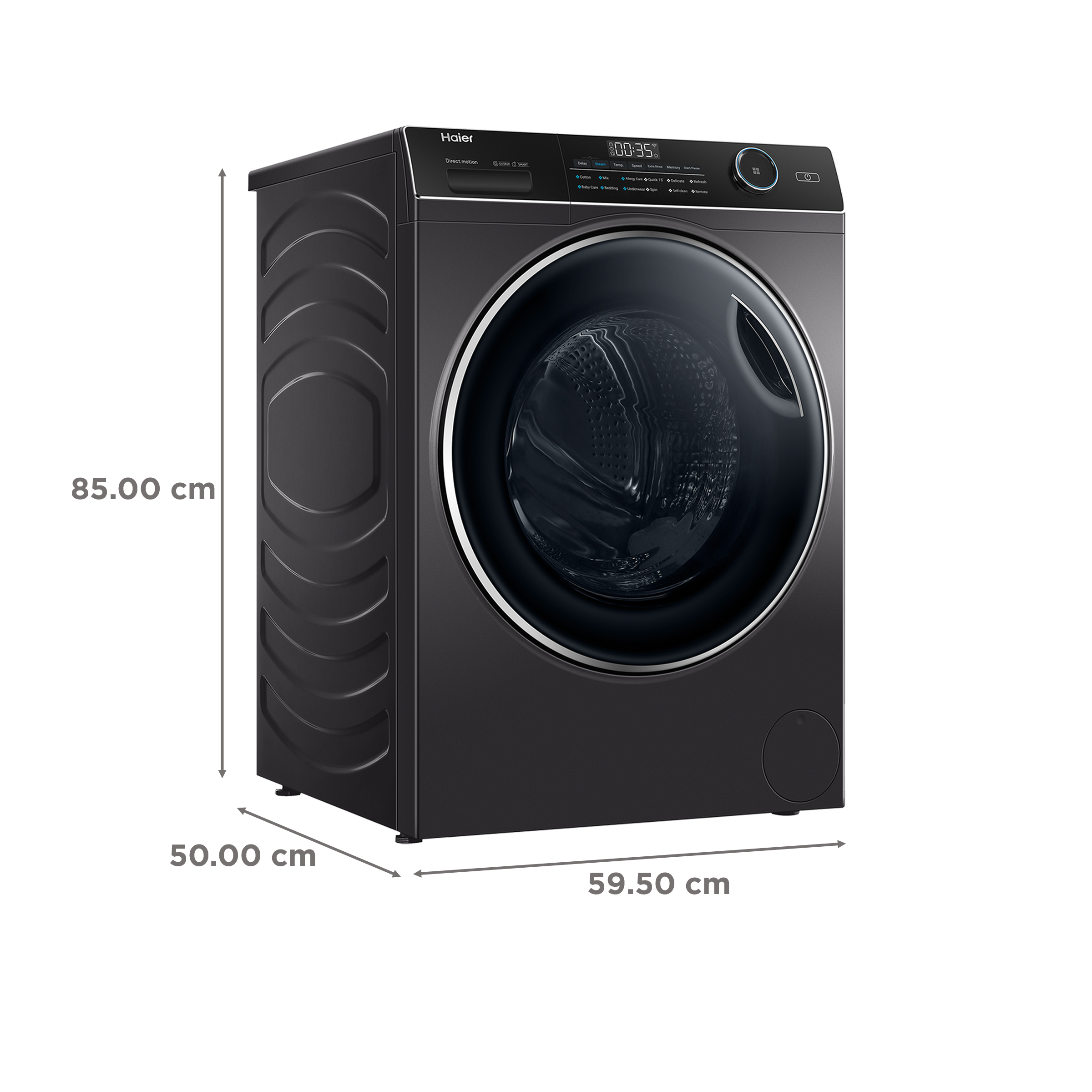Haier 9 kg Fully Automatic Front Load Washing Machine (HW90-DM14959CS8U1, Direct Motion Motor, Dark Jade Silver)_3