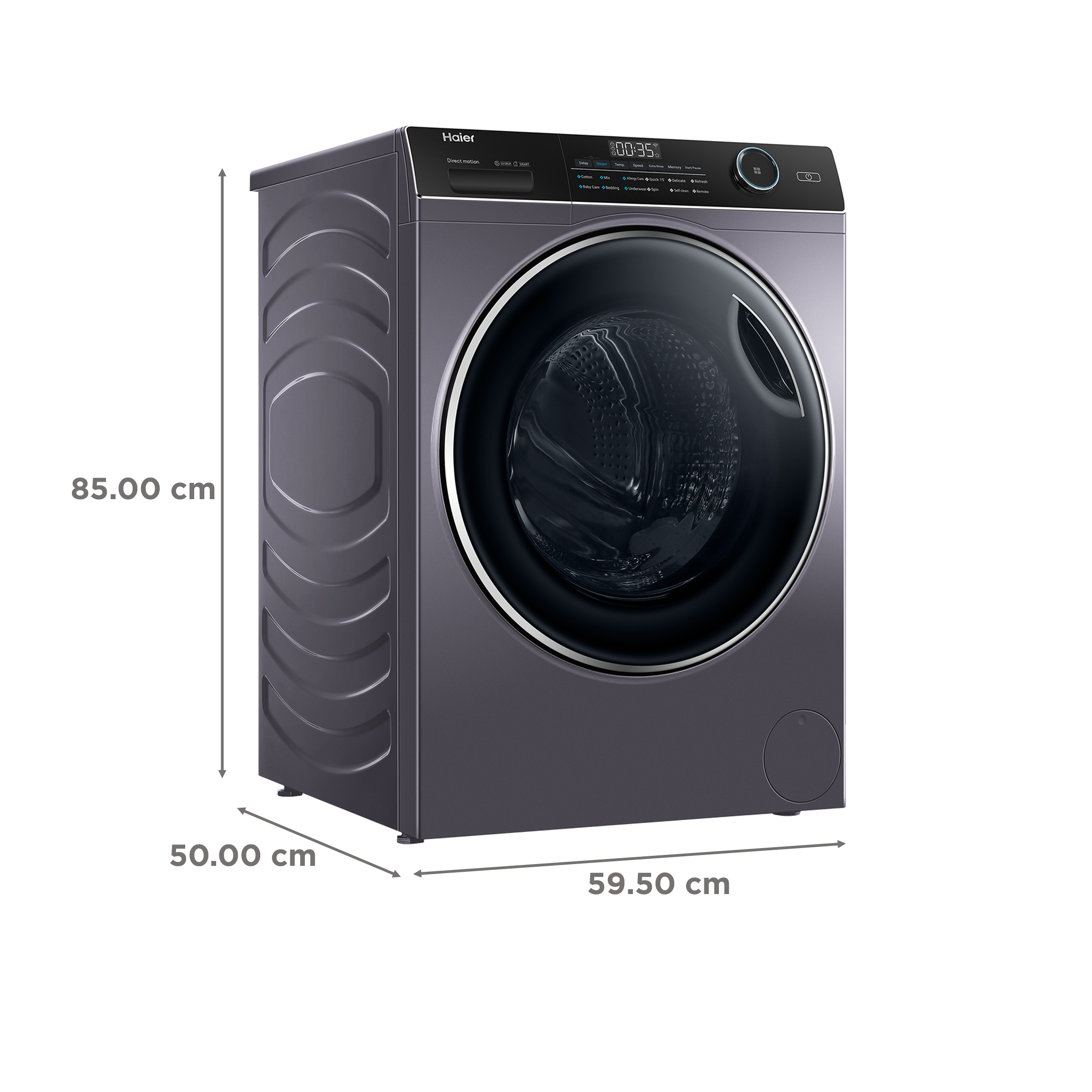 Haier 8 kg Fully Automatic Front Load Washing Machine (HW80-DM14959CS6U1, Direct Motion Motor, Starry Silver)_3