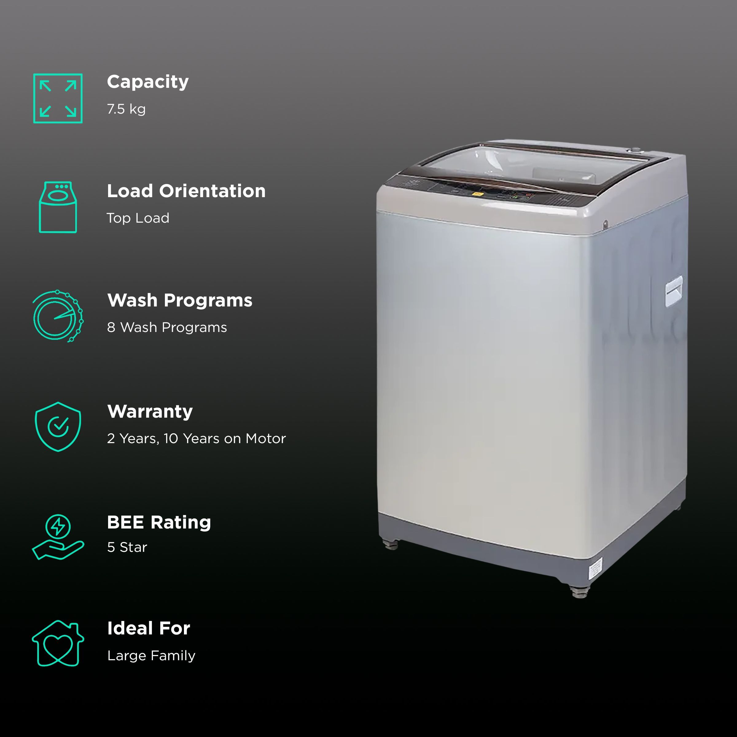 Haier 7.5 Kg 5 Star Fully Automatic Top Load Washing Machine (HWM75-708S5NZP, Oceanus Wave Drum, Brown Grey)_2