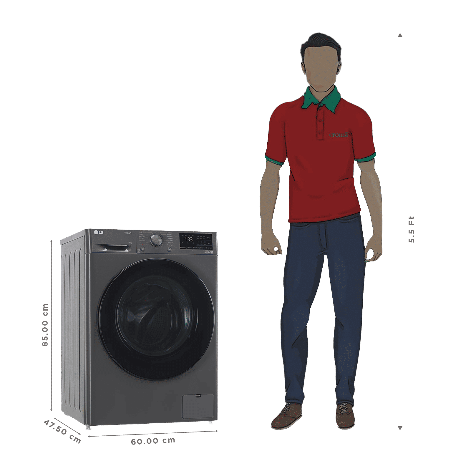 LG 8 Kg 5 Star Inverter Fully Automatic Front Load Washing Machine (FHP1208A5M.AMBQEIL, In-built Heater, Middle Black)_3