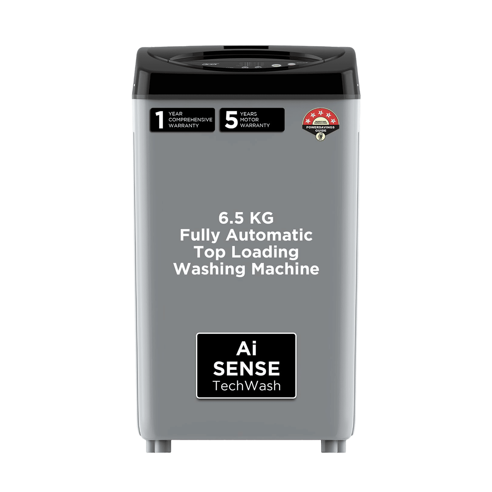 acer 6.5 kg 5 Star Fully Automatic Top Load Washing Machine (Quad Wash, AR65FATLP0EC, AiSense, Grey)_1