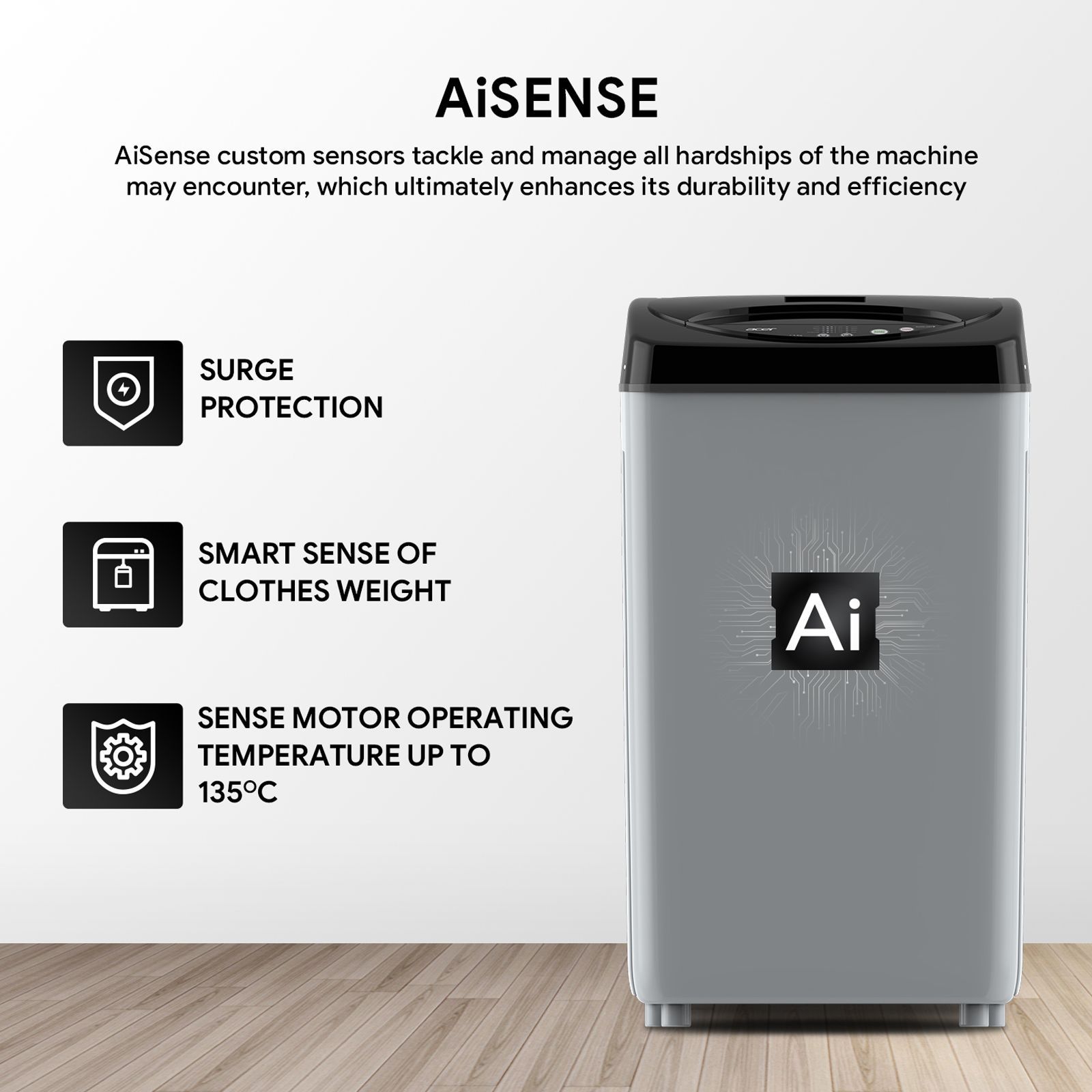 acer 6.5 kg 5 Star Fully Automatic Top Load Washing Machine (Quad Wash, AR65FATLP0EC, AiSense, Grey)_6