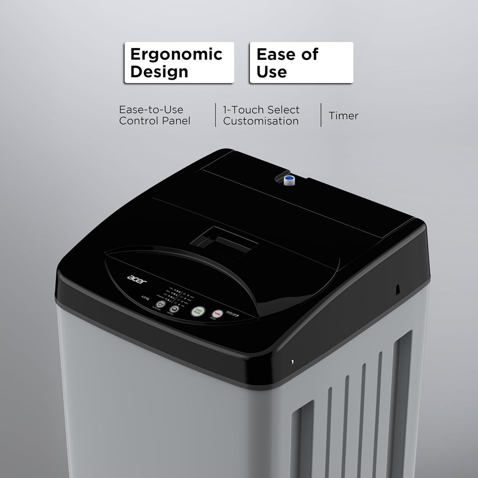 acer 6.5 kg 5 Star Fully Automatic Top Load Washing Machine (Quad Wash, AR65FATLP0EC, AiSense, Grey)_13