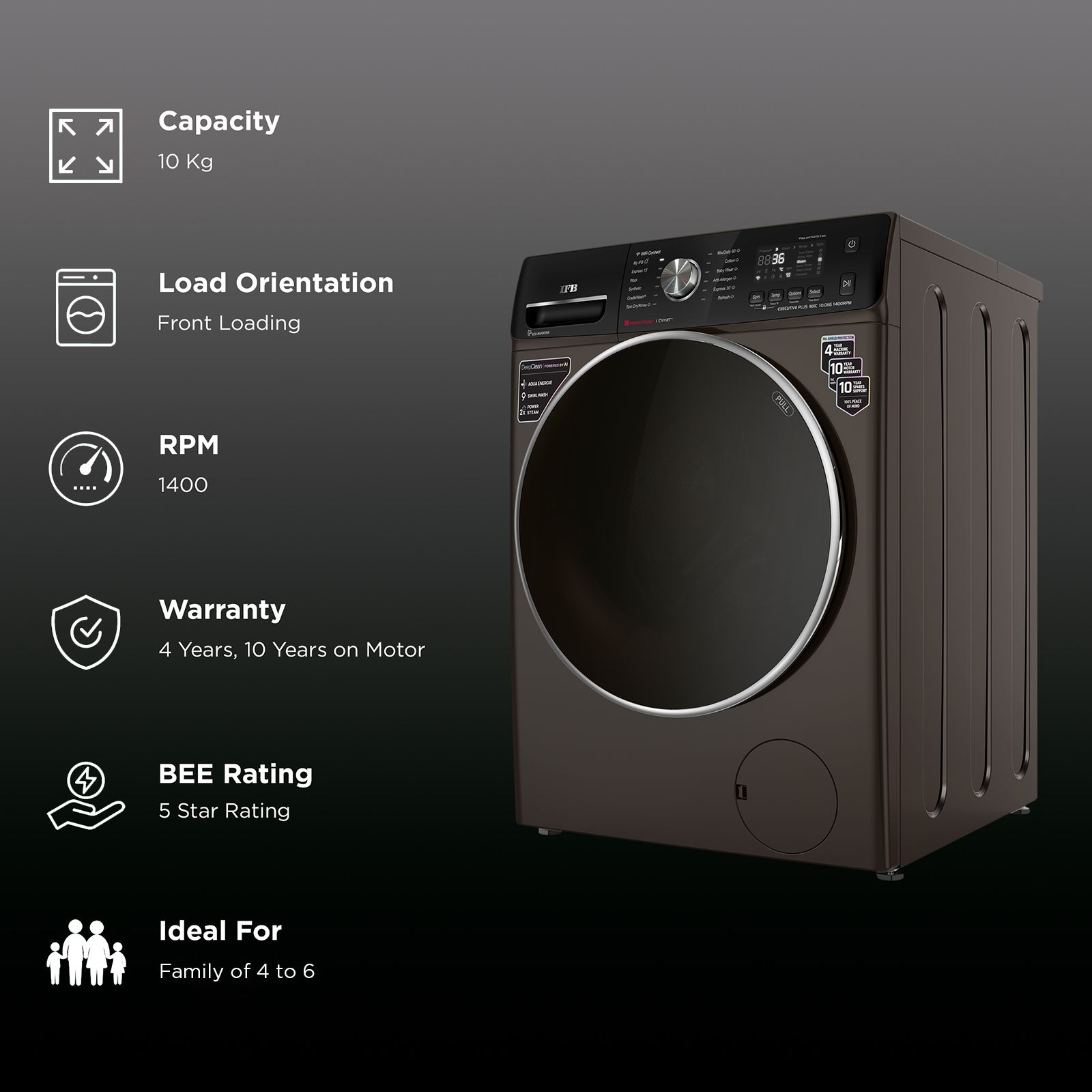 IFB 10 kg 5 Star Inverter Fully Automatic Front Load Washing Machine (Executive Plus MXC, Voice Enabled, Mocha)_2