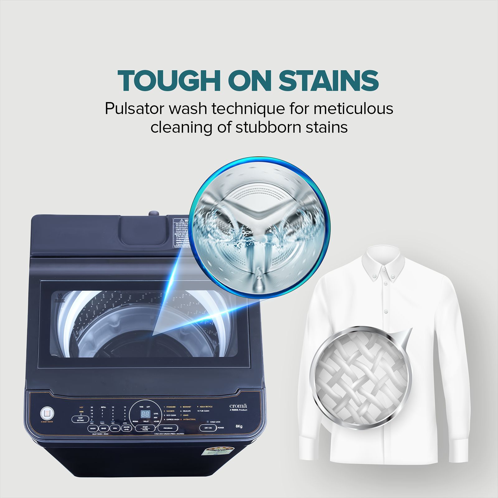 Croma 8 kg 5 Star Fully Automatic Top Load Washing Machine ( In-built Heater, Pure Black) Croma 8 kg 5 Star Fully Automatic Top Load Washing Machine ( In-built Heater, Pure Black)_12