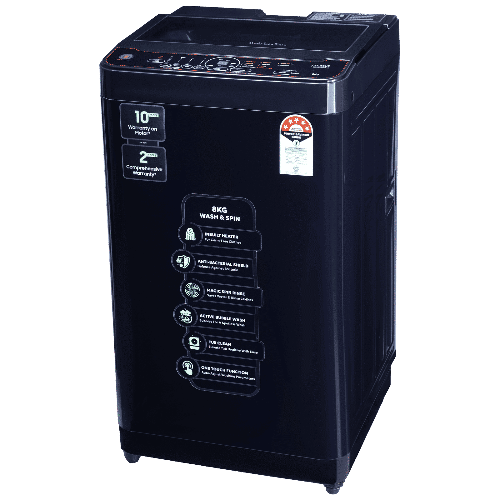 Croma 8 kg 5 Star Fully Automatic Top Load Washing Machine ( In-built Heater, Pure Black) Croma 8 kg 5 Star Fully Automatic Top Load Washing Machine ( In-built Heater, Pure Black)_6