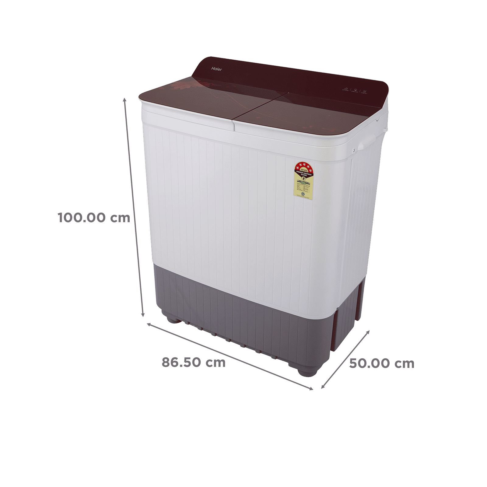 Haier 8 kg 5 Star Semi Automatic Washing Machine with Anti Bacterial Vortex Pulsator (178, HTW80-178, Burgundy with Flower)_3