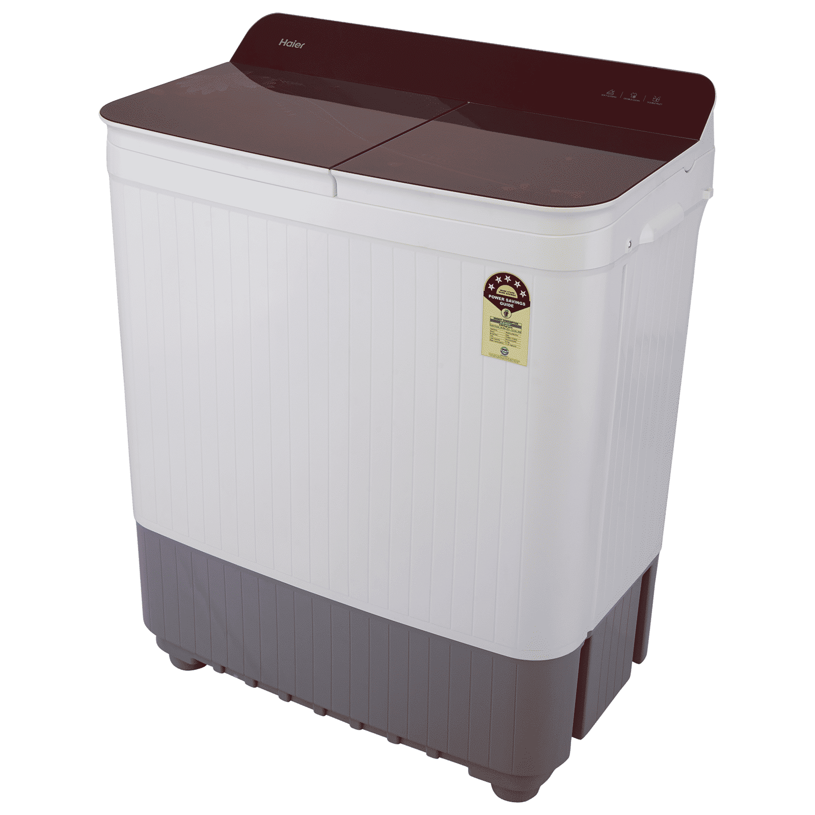 Haier 8 kg 5 Star Semi Automatic Washing Machine with Anti Bacterial Vortex Pulsator (178, HTW80-178, Burgundy with Flower)_5