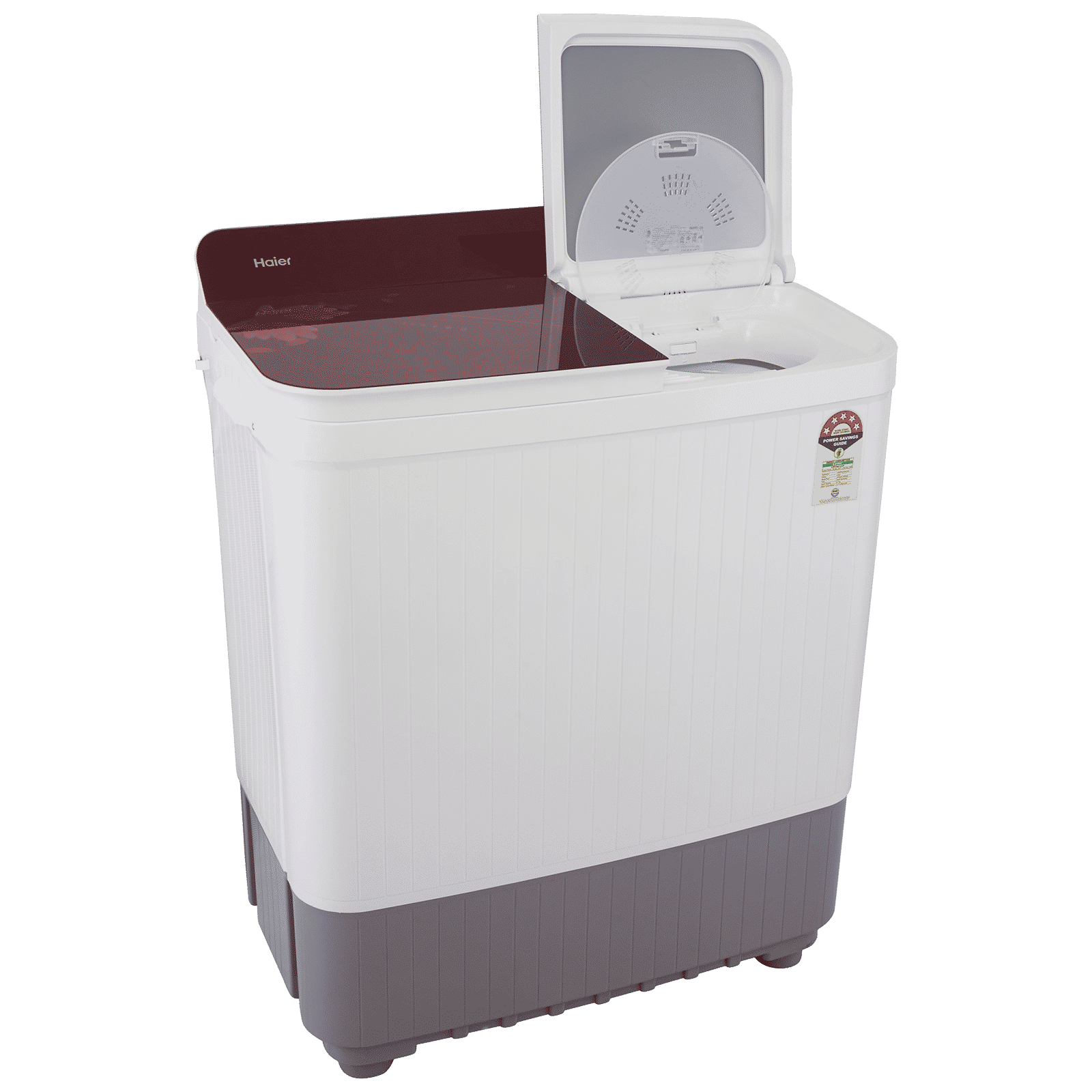 Haier 8 kg 5 Star Semi Automatic Washing Machine with Anti Bacterial Vortex Pulsator (178, HTW80-178, Burgundy with Flower)_6
