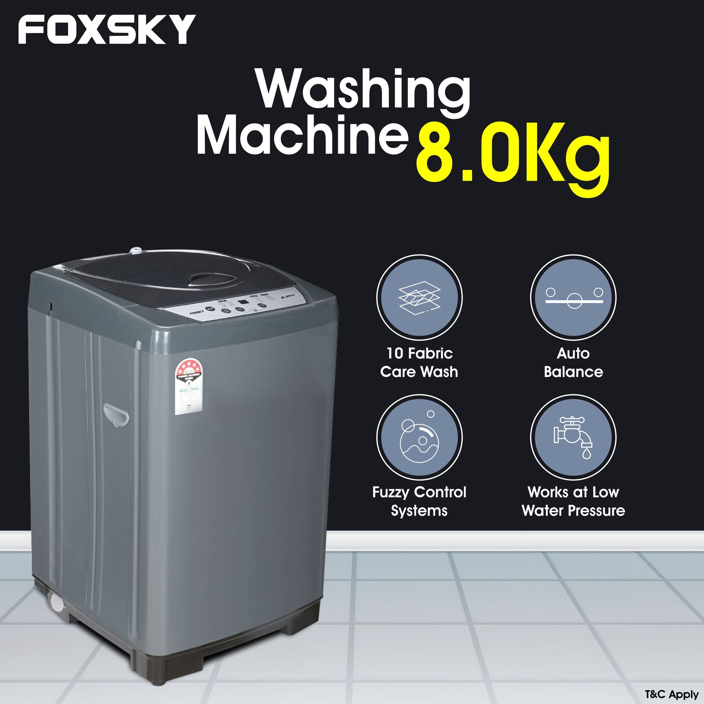 FOXSKY 8 kg 5 Star Fully Automatic Top Load Washing Machine (FSTL8KG, Stainless Steel Drum, Silver)_2