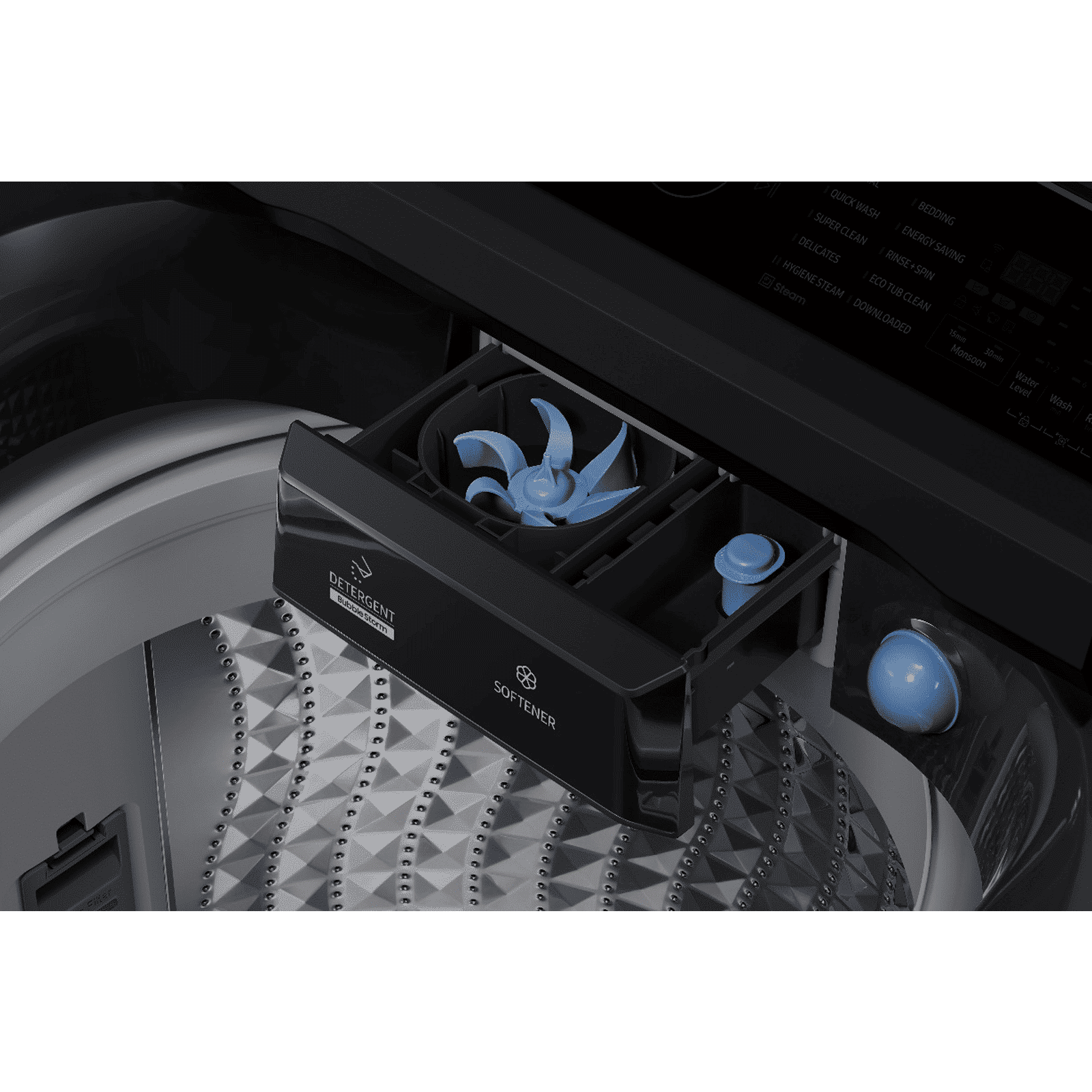 SAMSUNG 13 kg 5 Star Inverter Fully Automatic Top Load Washing Machine (WA13CG5886BVTL, Diamond Drum, Black Caviar)_8