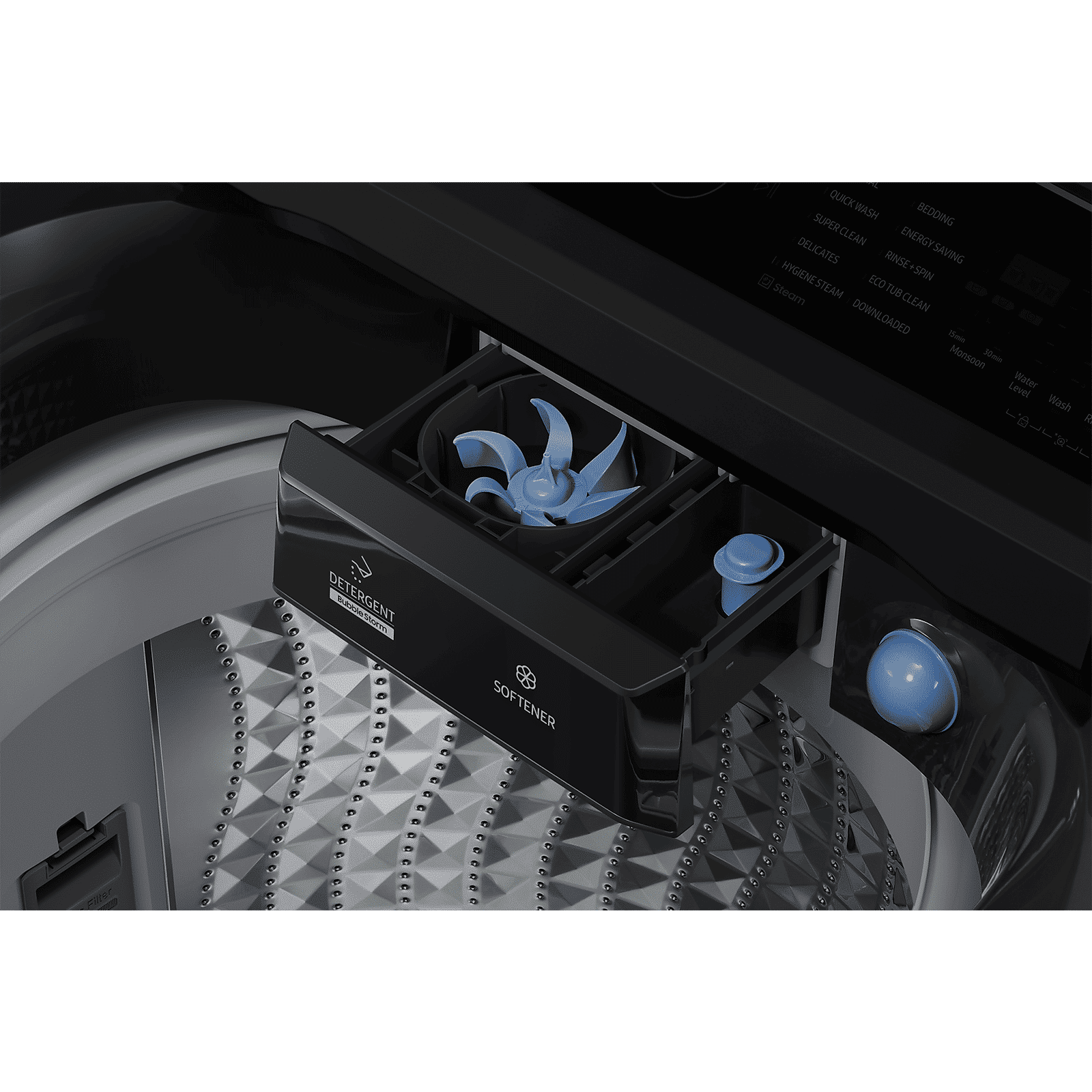 SAMSUNG 13 kg 5 Star Inverter Fully Automatic Top Load Washing Machine (WA13CG5886BVTL, Diamond Drum, Black Caviar)_13