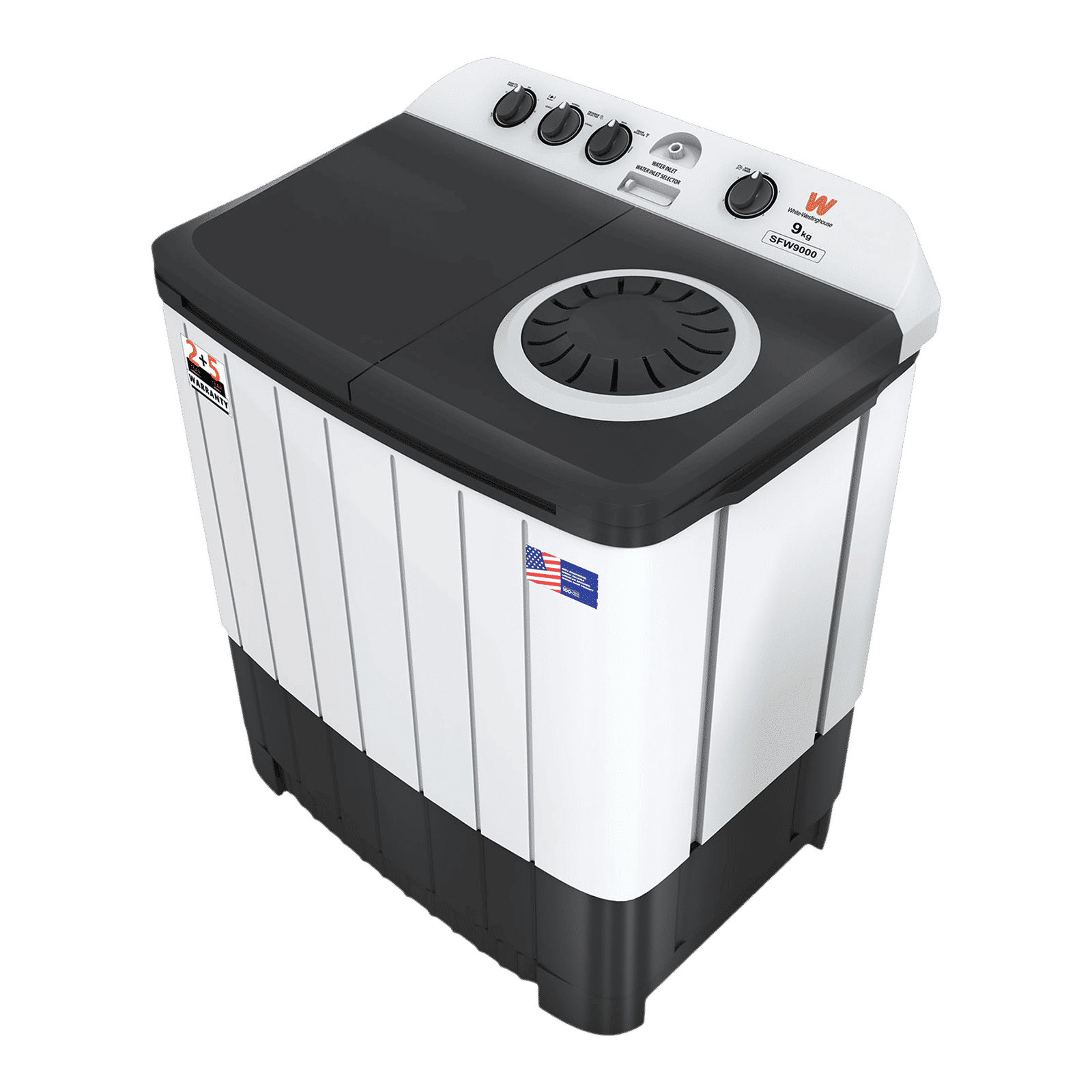 White Westinghouse 9 kg Semi Automatic Washing Machine with 3 Wash Programs (FlexyDry, SFW9000, White and Black)_5
