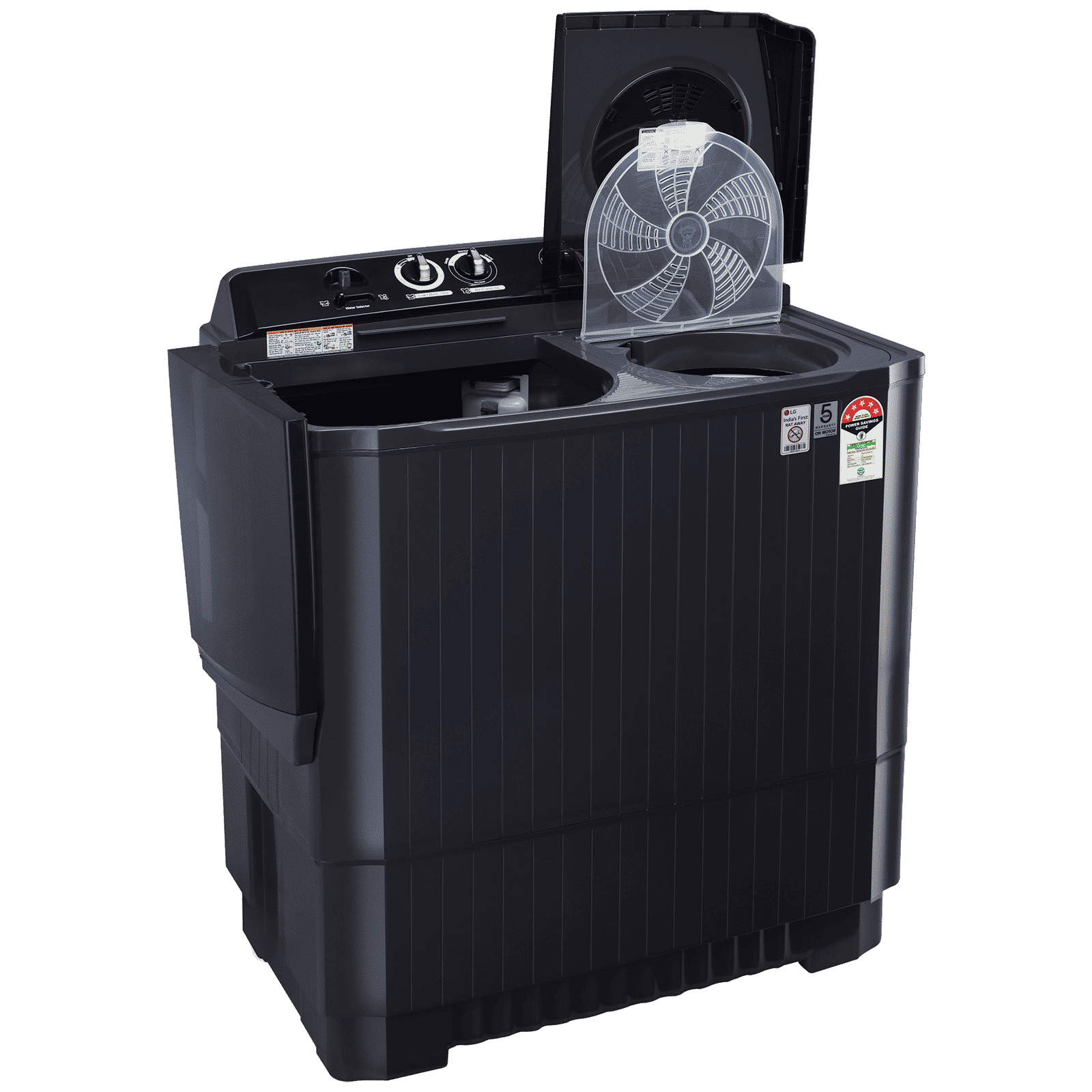 LG 11.5 kg 5 Star Semi Automatic Washing Machine with Roller Jet Pulsator (P115ASKAZ.ABMQEIL, Middle Black)_9