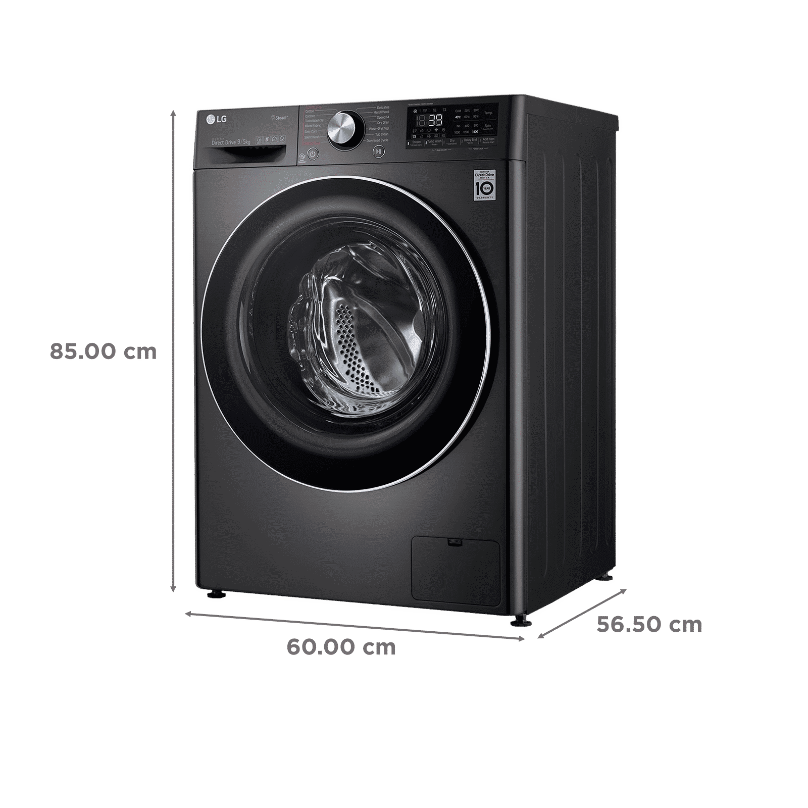 LG 9/5 kg 5 Star Fully Automatic Front Load Washer Dryer(FHD0905STB.ABLQEIL, In-built Heater, Black)_3