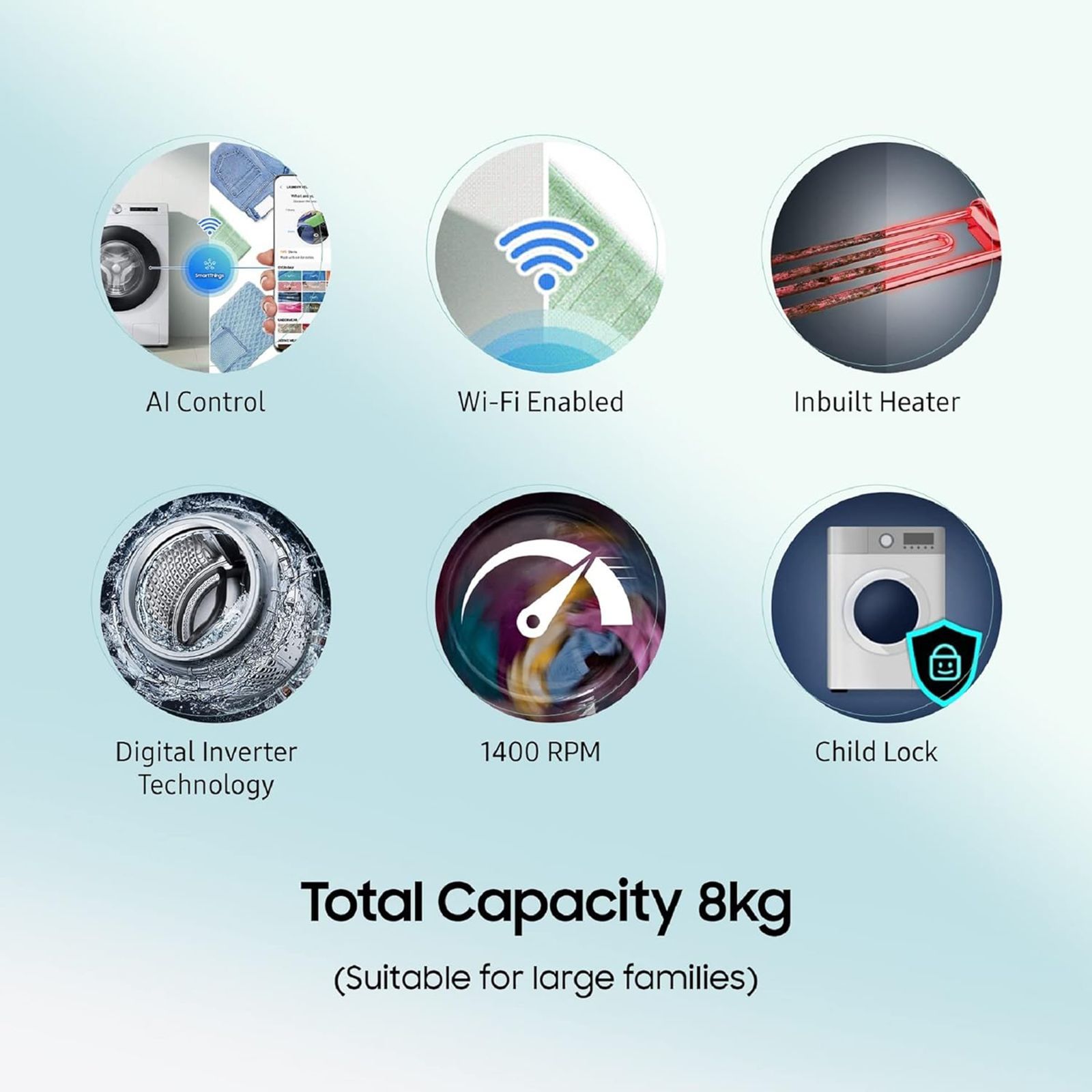 SAMSUNG 8 kg 5 Star Inverter Fully Automatic Front Load Washing Machine (WW80T604DLB1TL, Built-in Heater, Black Caviar)_12