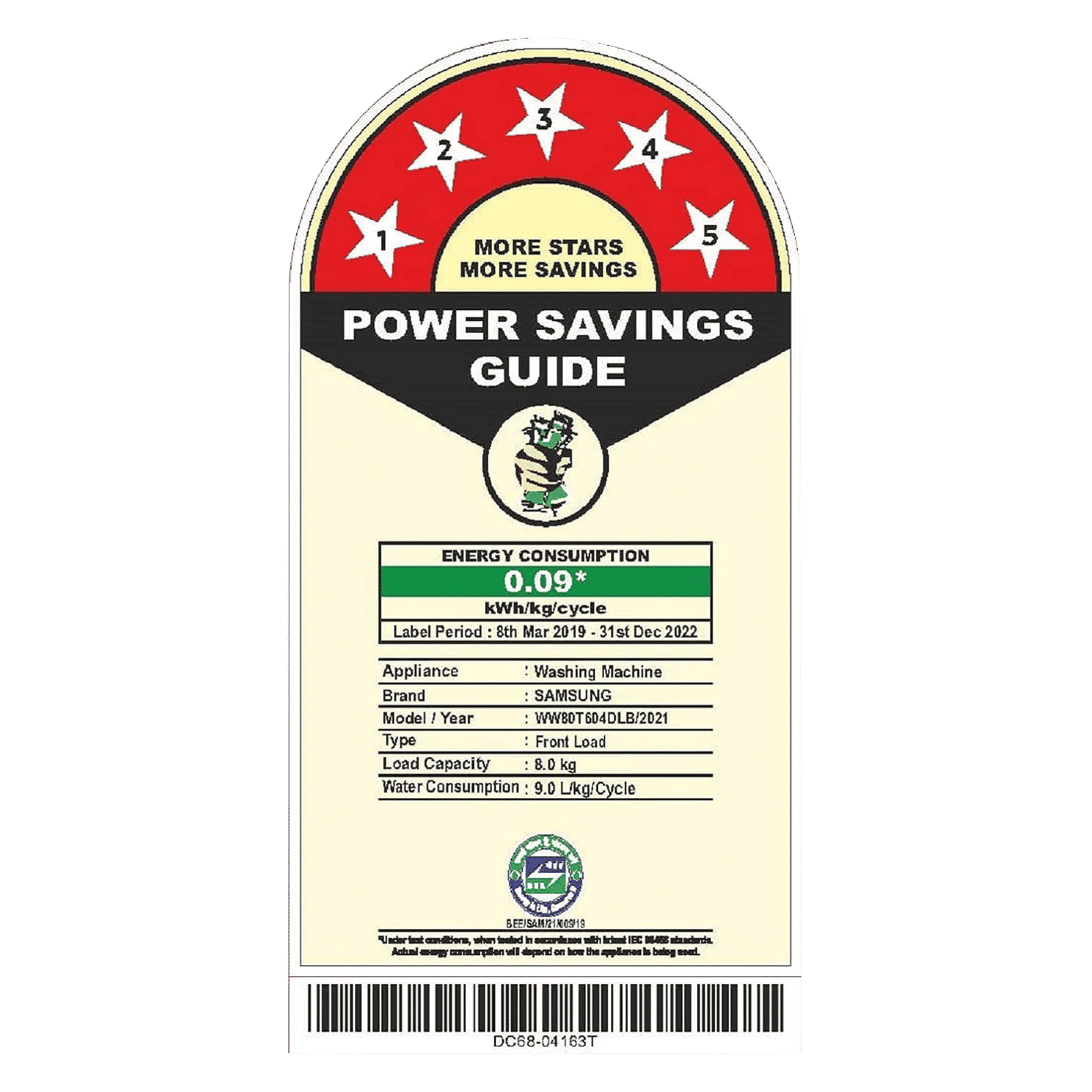 SAMSUNG 8 kg 5 Star Inverter Fully Automatic Front Load Washing Machine (WW80T604DLB1TL, Built-in Heater, Black Caviar)_17