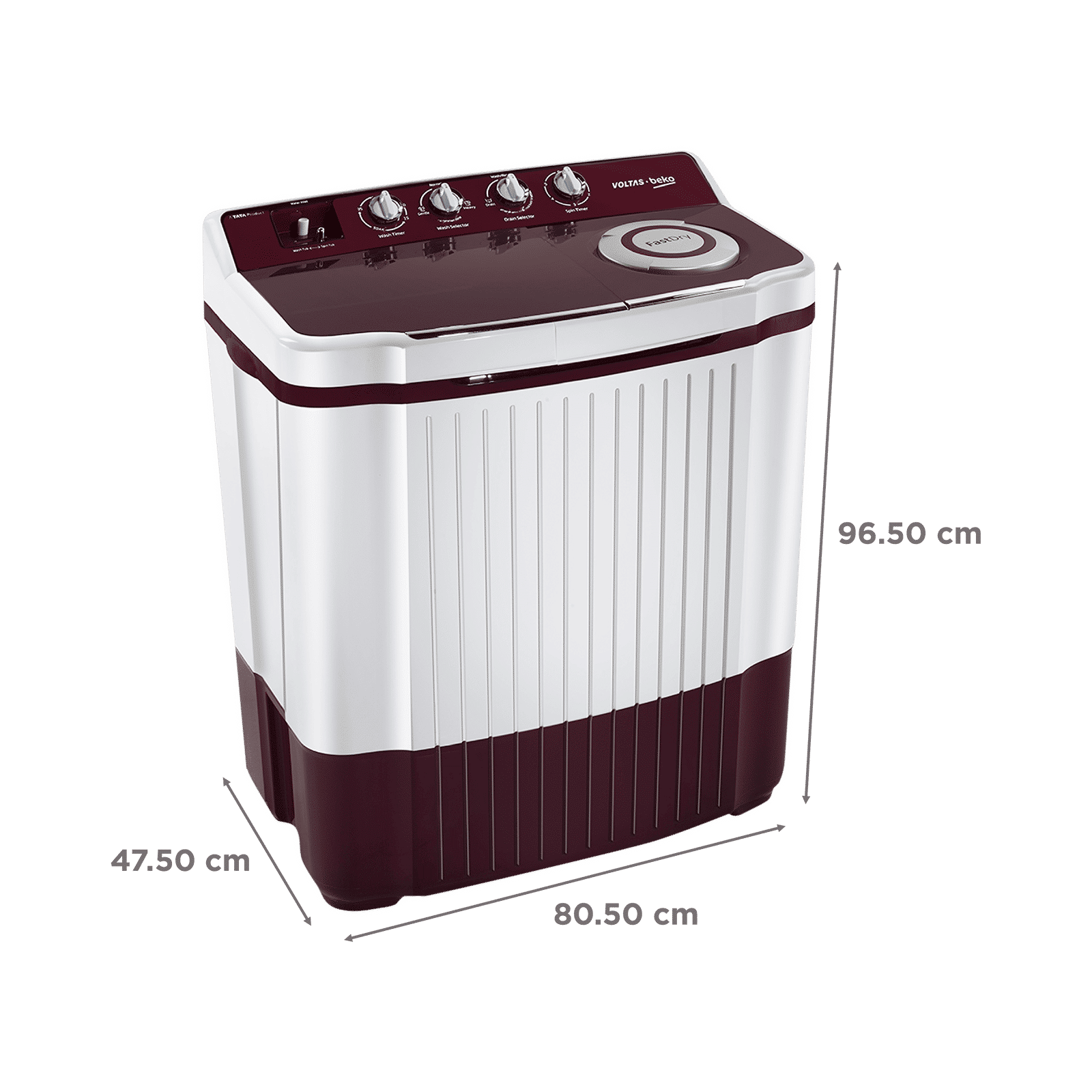 VOLTAS beko 7.5 kg 5 Star Semi Automatic Washing Machine with Water Level Adjuster (WTT75/BRTPRMDZ, Burgundy) VOLTAS beko 7.5 kg 5 Star Semi Automatic Washing Machine with Water Level Adjuster (WTT75/BRTPRMDZ, Burgundy)_3