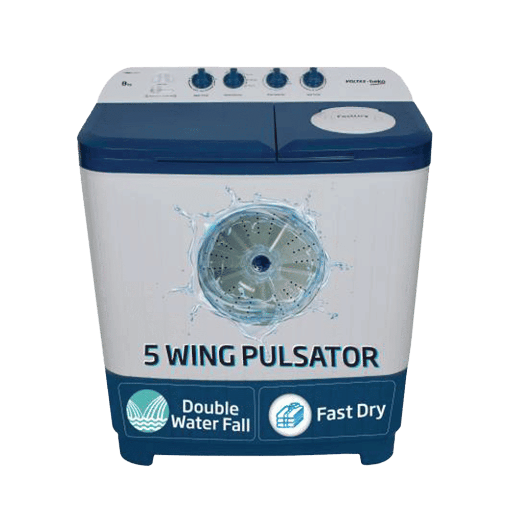 VOLTAS beko 8 kg Semi Automatic Washing Machine with Water Level Adjuster (WTT80DBLTF, Blue)_1