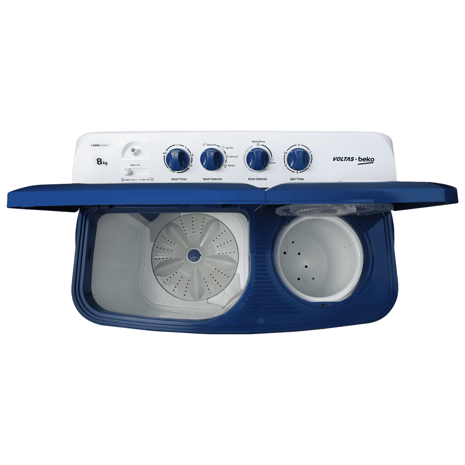 VOLTAS beko 8 kg Semi Automatic Washing Machine with Water Level Adjuster (WTT80DBLTF, Blue)_7