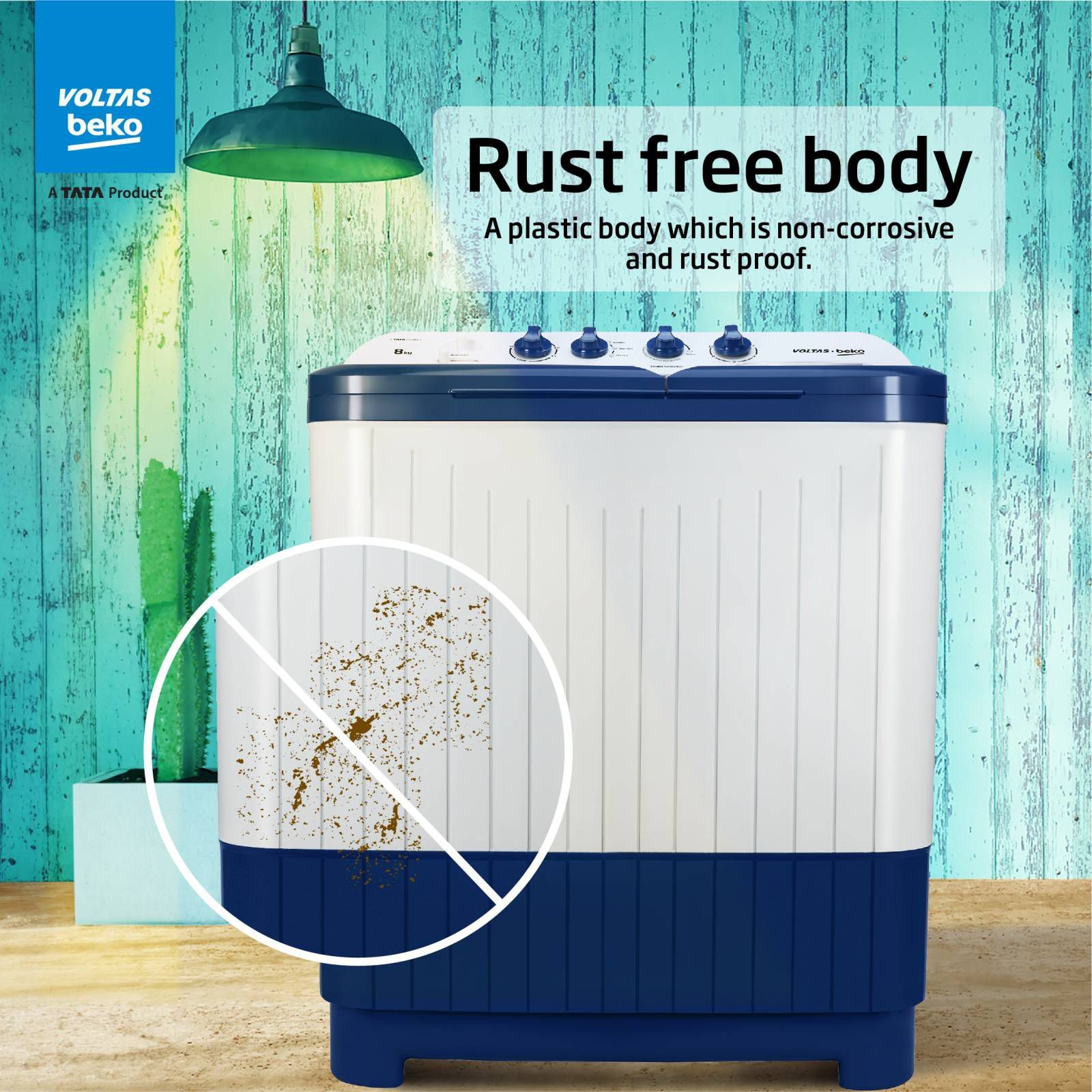 VOLTAS beko 8 kg Semi Automatic Washing Machine with Water Level Adjuster (WTT80DBLTF, Blue)_12