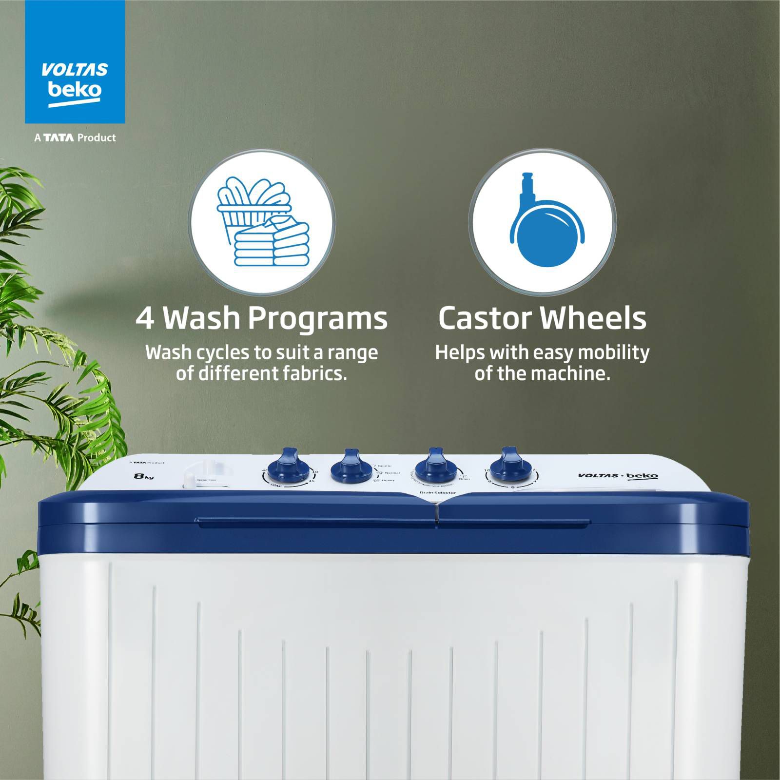 VOLTAS beko 8 kg Semi Automatic Washing Machine with Water Level Adjuster (WTT80DBLTF, Blue)_13