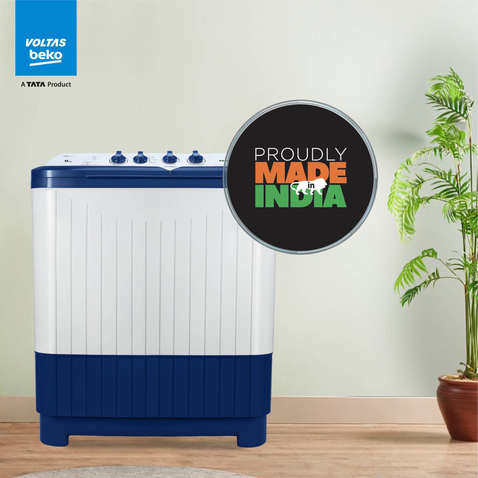 VOLTAS beko 8 kg Semi Automatic Washing Machine with Water Level Adjuster (WTT80DBLTF, Blue)_14