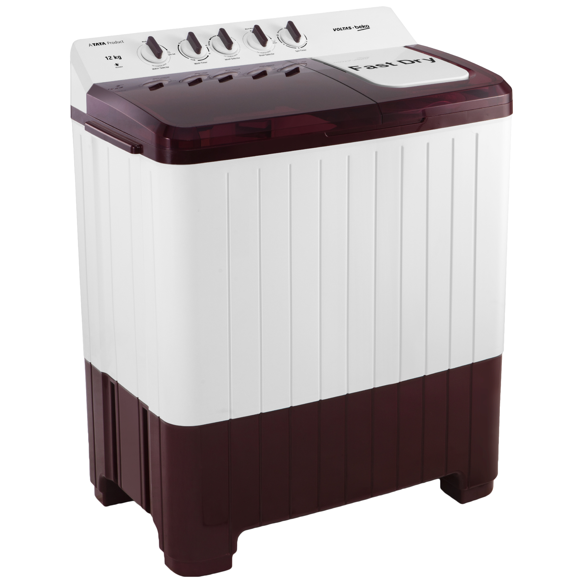 VOLTAS beko 12 kg 5 Star Semi Automatic Washing Machine with Cassette Filter (WTT120UPA/BR5KPTD, Burgundy)_4