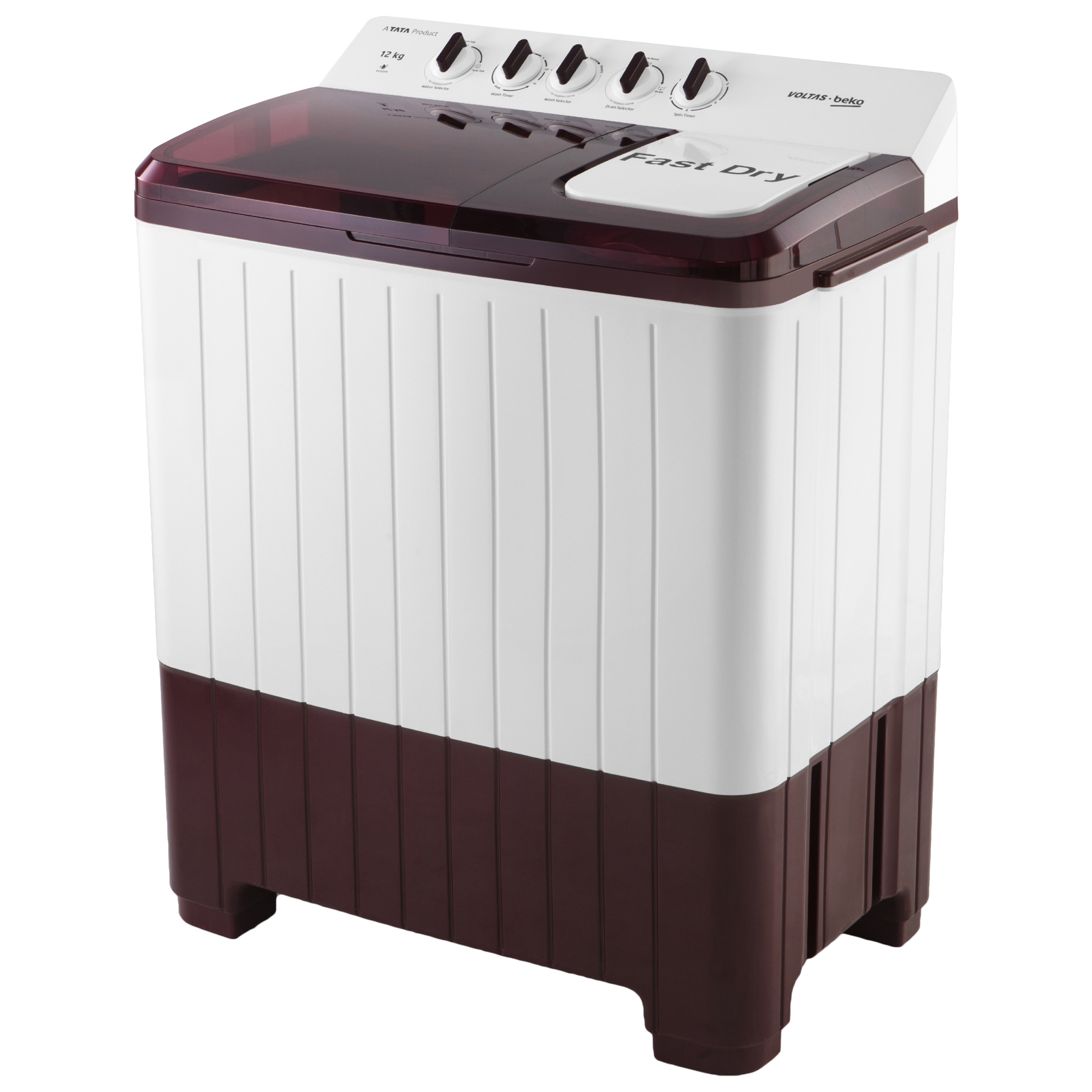 VOLTAS beko 12 kg 5 Star Semi Automatic Washing Machine with Cassette Filter (WTT120UPA/BR5KPTD, Burgundy)_5