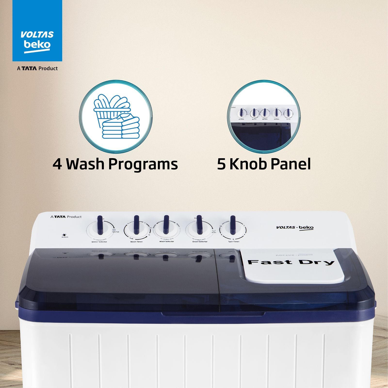 VOLTAS beko 14 kg 5 Star Semi Automatic Washing Machine with Cassette Filter (WTT140UPA/BL5KPTD, Blue) VOLTAS beko 14 kg 5 Star Semi Automatic Washing Machine with Cassette Filter (WTT140UPA/BL5KPTD, Blue)_7