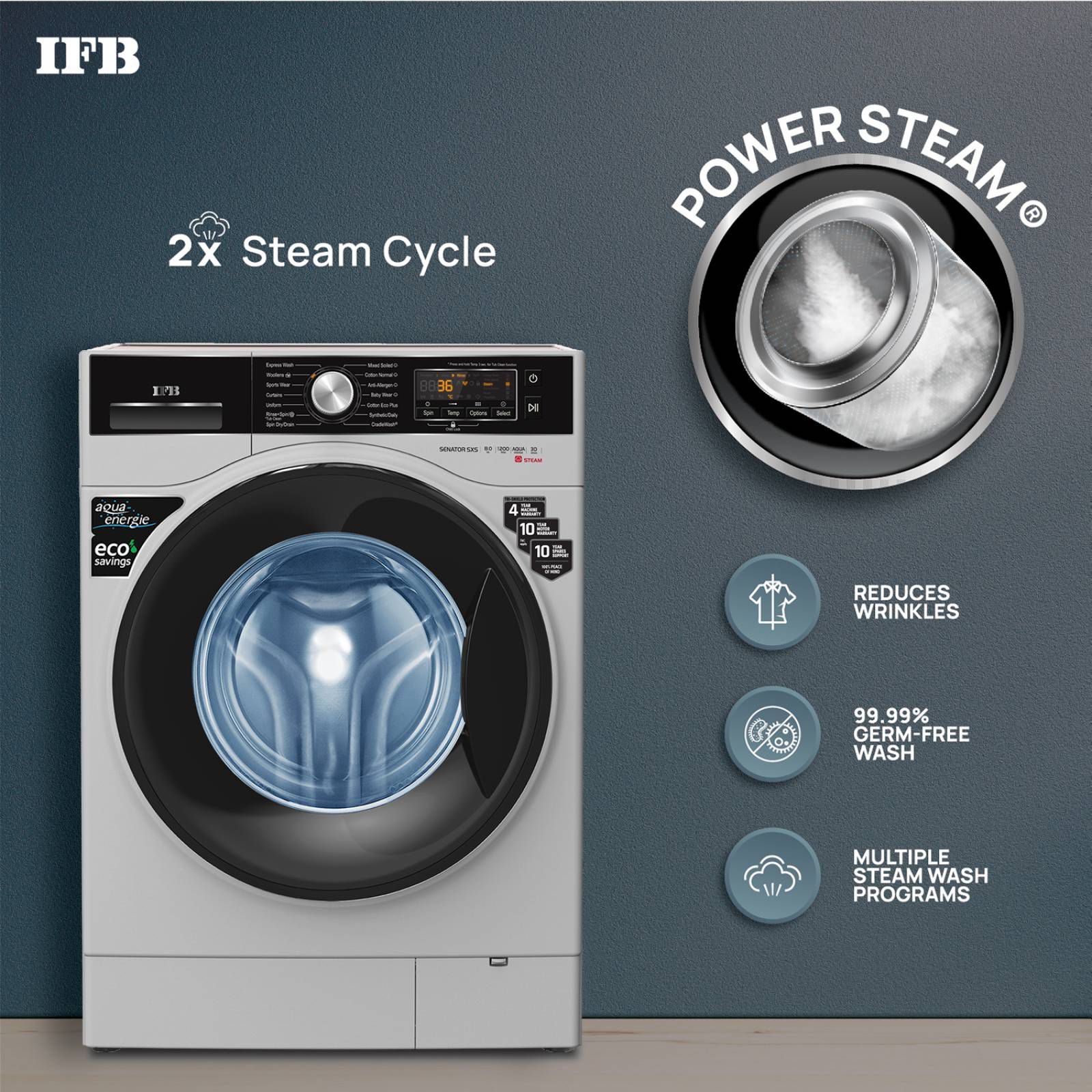 IFB 9 kg 5 Star Inverter Fully Automatic Front Load Washing Machine (Executive MSS ID, In-Built Heater, Metallic Silver) IFB 9 kg 5 Star Inverter Fully Automatic Front Load Washing Machine (Executive MSS ID, In-Built Heater, Metallic Silver)_4
