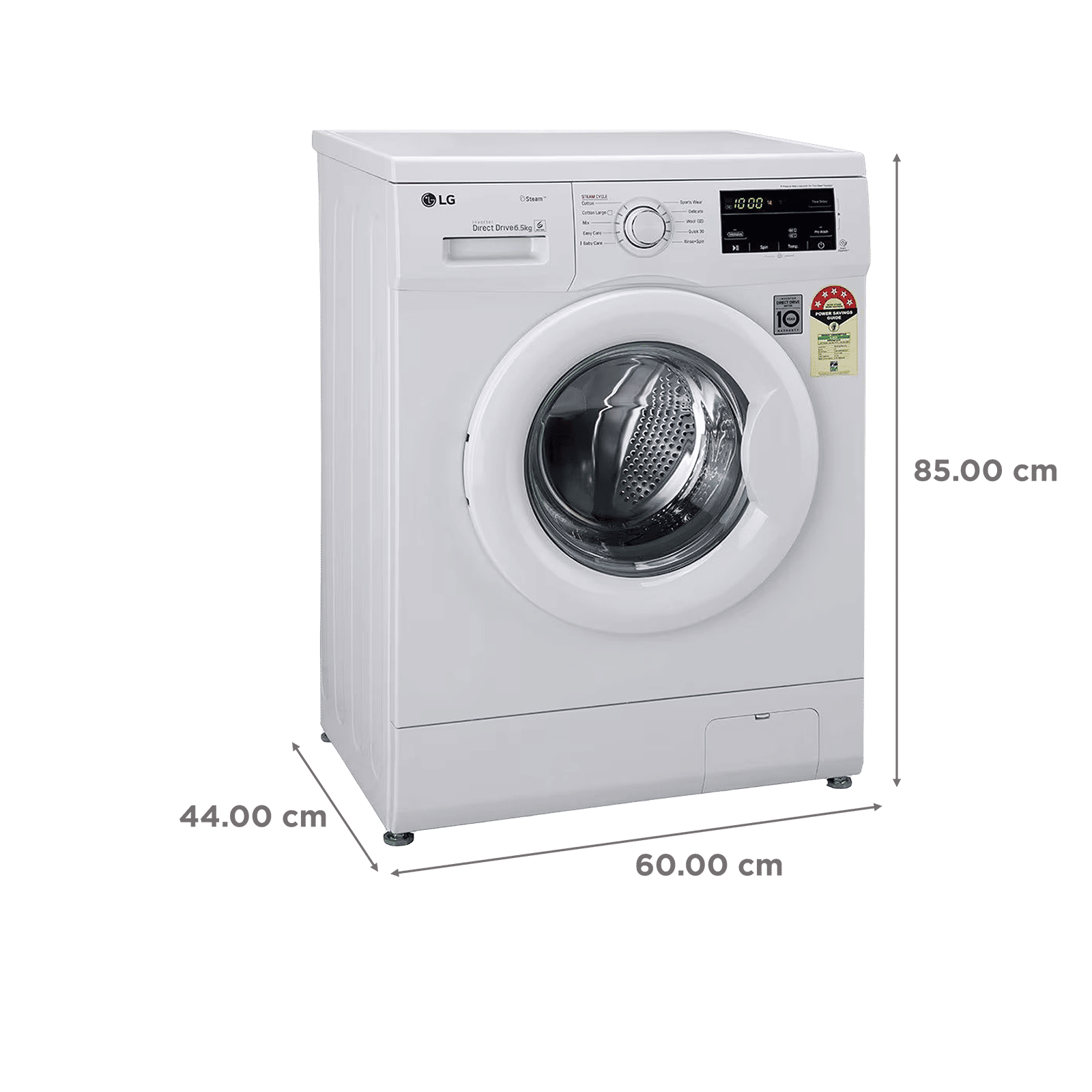 LG 6.5 kg 5 Star Inverter Fully Automatic Front Load Washing Machine (FHM1065SDWB, In-built Heater, White)_3