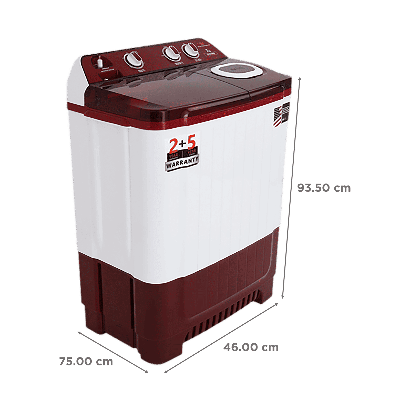 White Westinghouse 7 kg Semi Automatic Washing Machine with Pulsator Washing Technique (SFW7000, Burgundy)_2