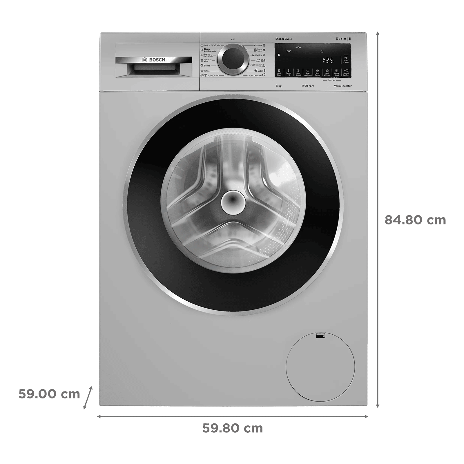 BOSCH 8 kg Fully Automatic Front Load Washing Machine (Series 6, WGA2341SIN, Auto Stain Removal, Silver)_3