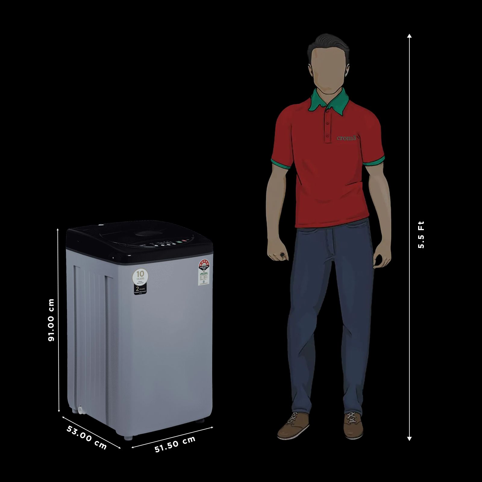 Croma 6.5 kg 5 Star Fully Automatic Top Load Washing Machine (CRLW065FAF264504, Lint Filter, Inox Grey)_3