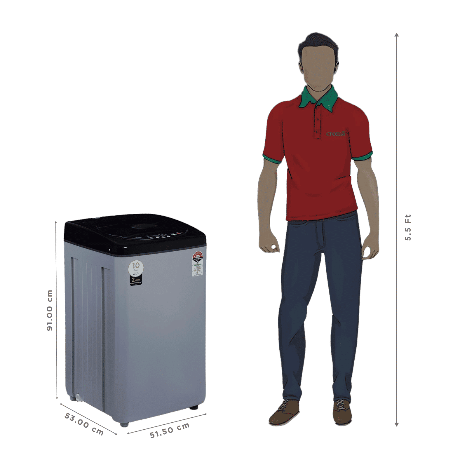 Croma 6.5 kg 5 Star Fully Automatic Top Load Washing Machine (CRLW065FAF264504, Lint Filter, Inox Grey)_3