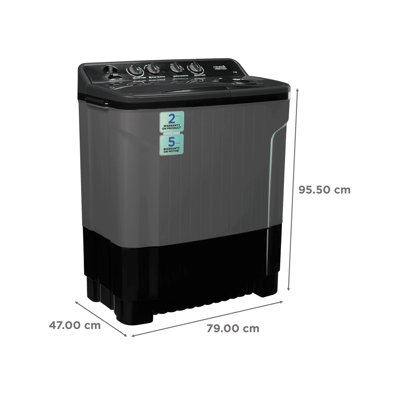 Croma 8 kg 5 Star Semi Automatic Washing Machine with Magic Filter (CRLW080SMF248602, Black)_3