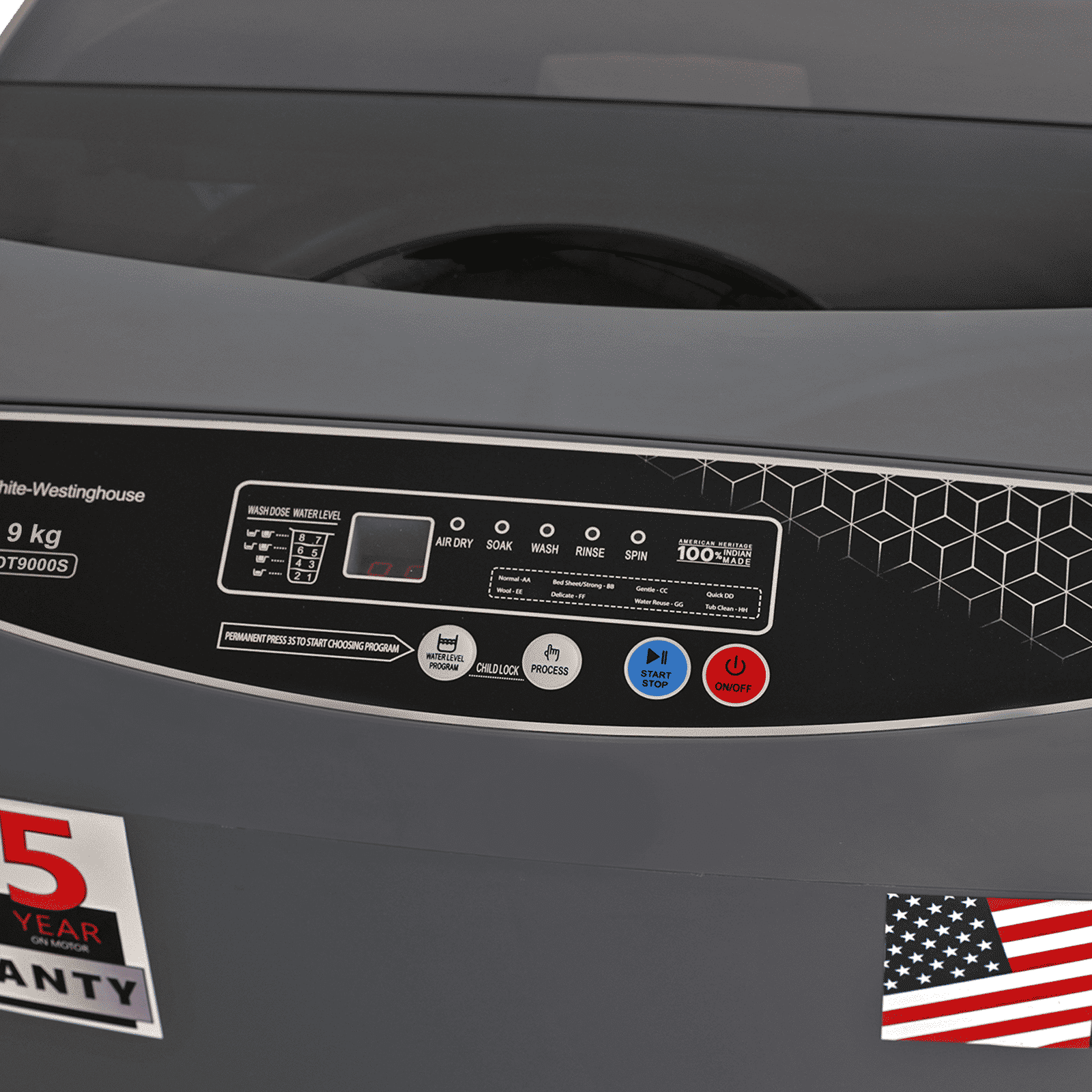 White Westinghouse 9 kg 5 Star Fully Automatic Top Load Washing Machine (HDT9000S, 13 Wash Programs, Grey)_2