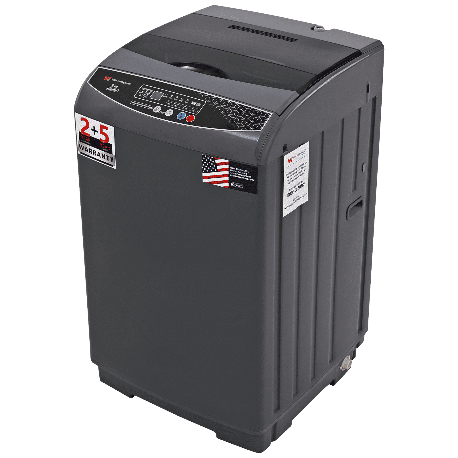 White Westinghouse 9 kg 5 Star Fully Automatic Top Load Washing Machine (HDT9000S, 13 Wash Programs, Grey)_4