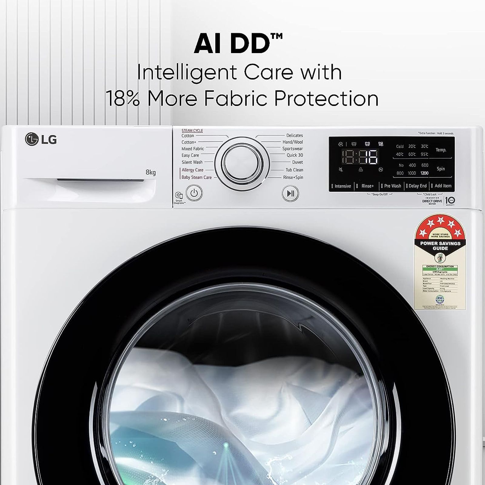LG 8 kg 5 Star Inverter Fully Automatic Front Load Washing Machine (FHP1208Z3W, AI Direct Drive Technology, White) LG 8 kg 5 Star Inverter Fully Automatic Front Load Washing Machine (FHP1208Z3W, AI Direct Drive Technology, White)_2