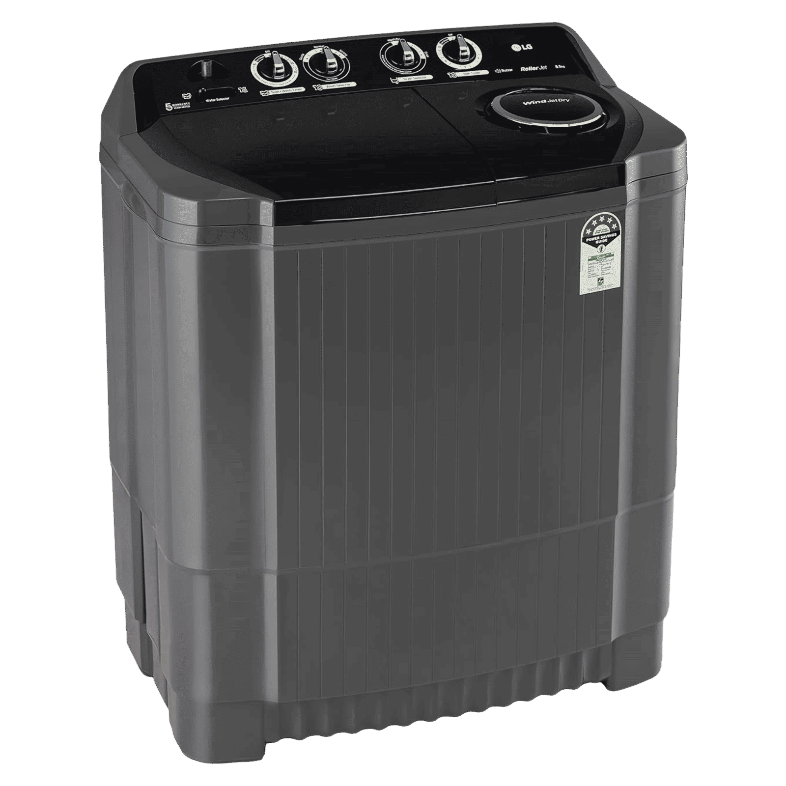 LG 8.5 kg 5 Star Semi Automatic Washing Machine with Roller Jet Pulsator (P8535SKMZ.ABMQEIL, Middle Black)_5