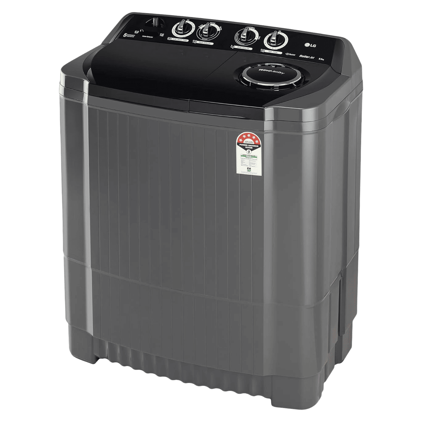 LG 8.5 kg 5 Star Semi Automatic Washing Machine with Roller Jet Pulsator (P8535SKMZ.ABMQEIL, Middle Black)_6