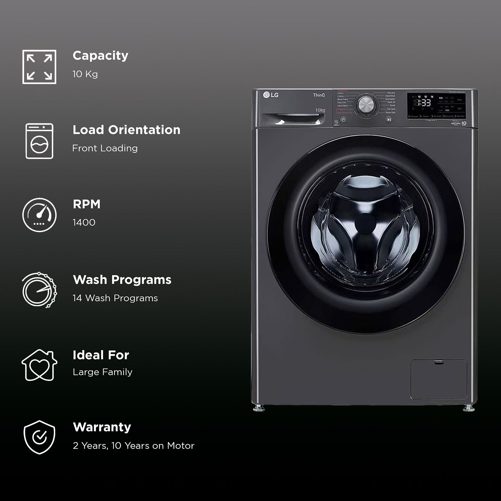 LG 10 kg 5 Star Fully Automatic Front Load Washing Machine (FHP1410Z5M.AMBQEIL, AI Direct Drive, Middle Black)_2