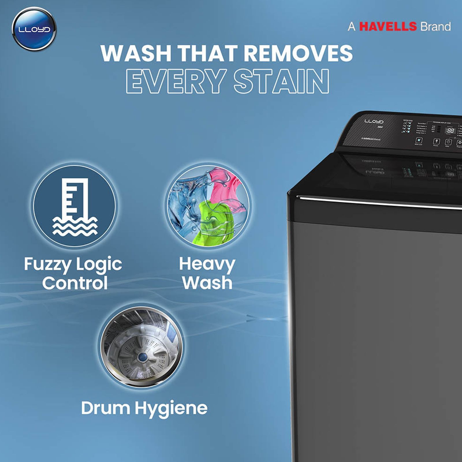 LLOYD 8 kg 5 Star Fully Automatic Top Load Washing Machine (NEO-H, GLWMT80GMBNH, In-built Heater, Mid Black and Black With Chrome)_5